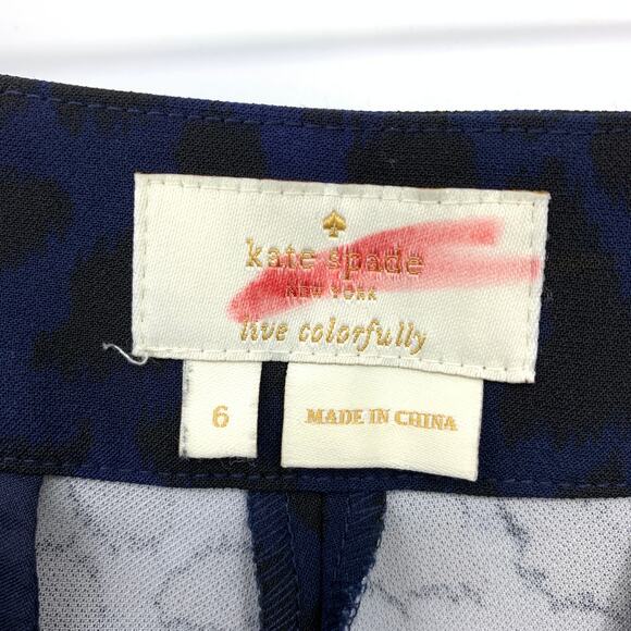 Kate Spade New York Women's Size 6 Leopard Print Side Zip Pants Black/Blue - Picture 6 of 7